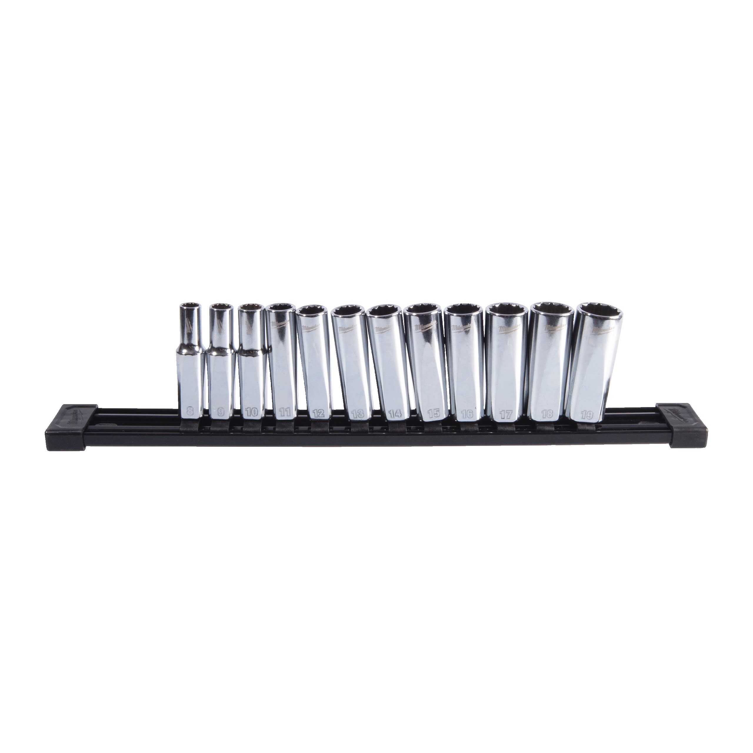 MILWAUKEE - SET DE DOUILLES MÉTRIQUE PROFONDES 12 PANS CARRE 3/8" 12PCS