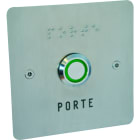 Golmar - Bouton de sortie NO(Temp.)-NF eclaire PMR avec facade inox 85x85 mm