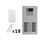 Golmar - Kit audio 10 appels BUS G2P avec platine monobloc alu 2 rangees 10 boutons