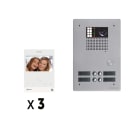 Golmar - Kit video 3 appels BUS G2P avec platine monobloc alu 2 rangees 4 boutons