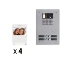 Golmar - Kit video 4 appels BUS G2P avec platine monobloc alu 2 rangees 4 boutons