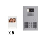 Golmar - Kit video 5 appels BUS G2P avec platine monobloc alu 2 rangees 6 boutons