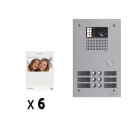 Golmar - Kit video 6 appels BUS G2P avec platine monobloc alu 2 rangees 6 boutons