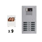 Golmar - Kit video 9 appels BUS G2P avec platine monobloc alu 2 rangees 10 boutons