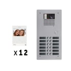 Golmar - Kit video 12 appels BUS G2P avec platine monobloc alu 2 rangees 12 boutons