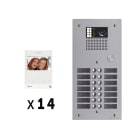 Golmar - Kit video 14 appels BUS G2P avec platine monobloc alu 2 rangees 14 boutons