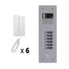 Golmar - Kit audio 6 appels BUS G2P avec platine monobloc alu 1 rangee 6 boutons