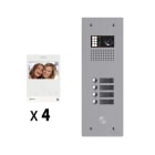 Golmar - Kit video 4 appels BUS G2P avec platine monobloc alu 1 rangee 4 boutons