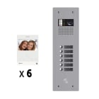 Golmar - Kit video 6 appels BUS G2P avec platine monobloc alu 1 rangee 6 boutons