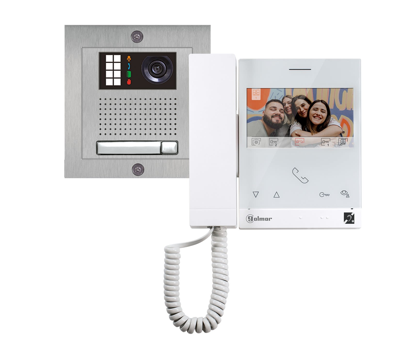 Golmar - Kit video IP ERP 4.3'' NEXA Inox 1 appel, avec Moniteur 4'' GART4TH-G+-48