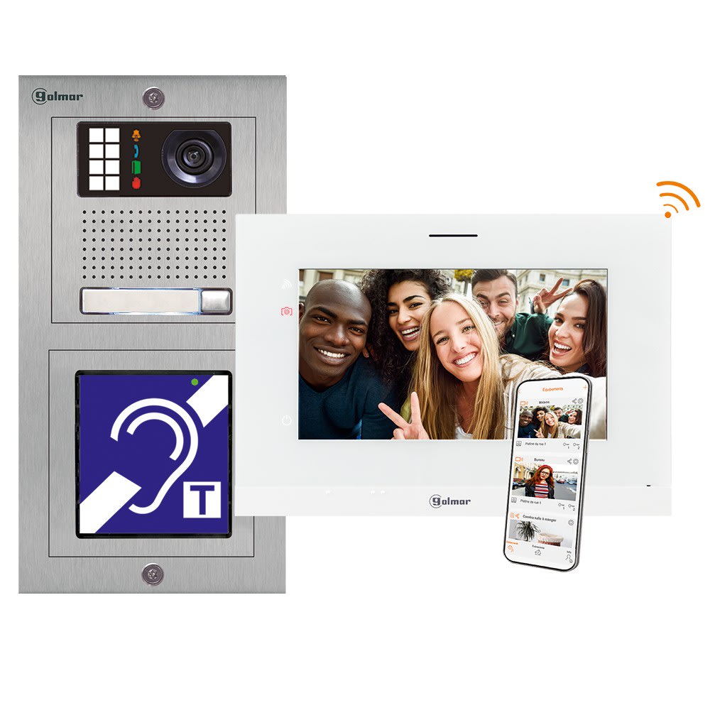 Golmar - Kit video IP ERP 7'' NEXA Inox 1 appel, avec Moniteur 7'' Wifi G ART7W-G+-IP