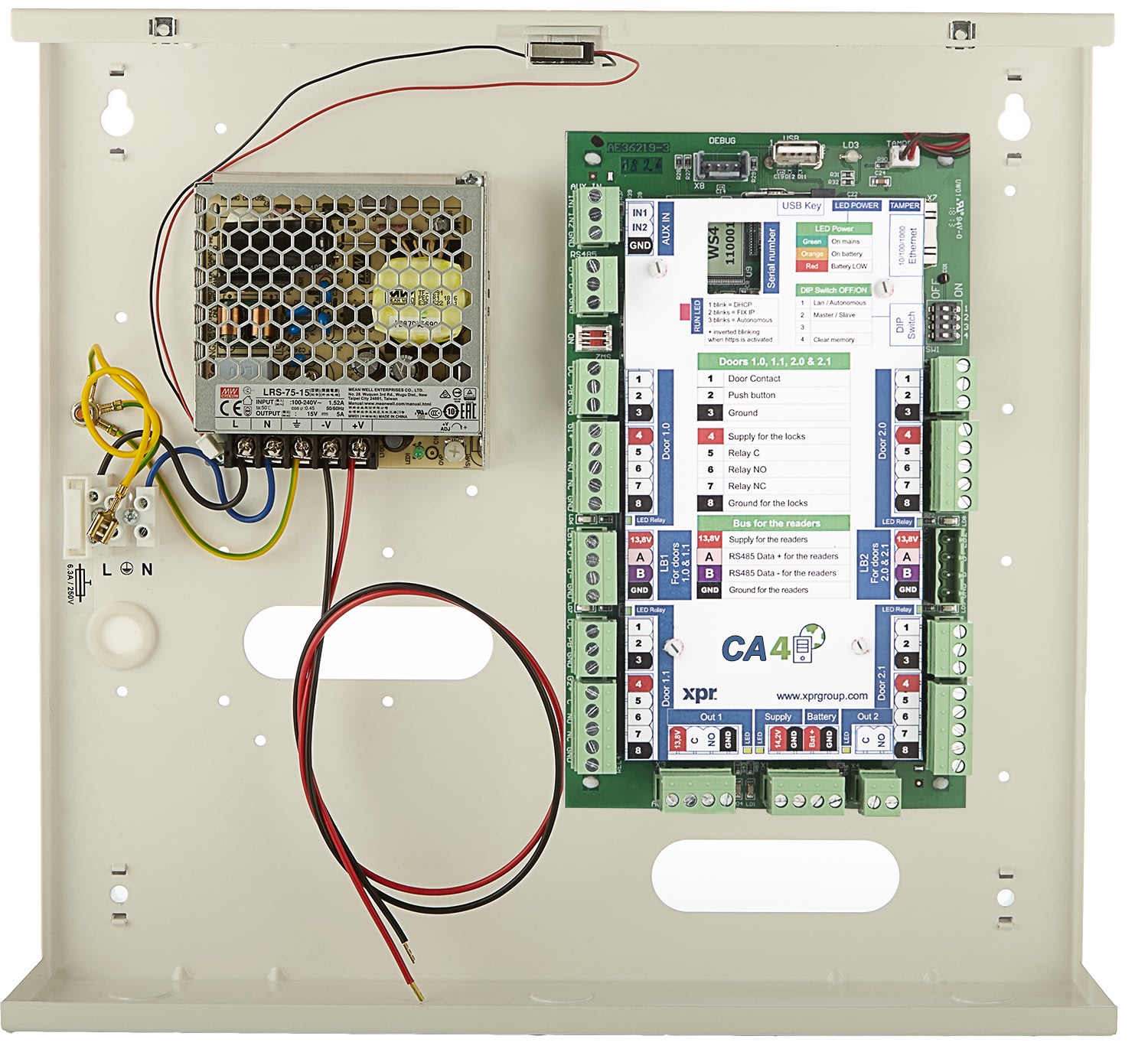 Golmar - Centrale de controle d'acces CA4 4 portes avec alimentation
