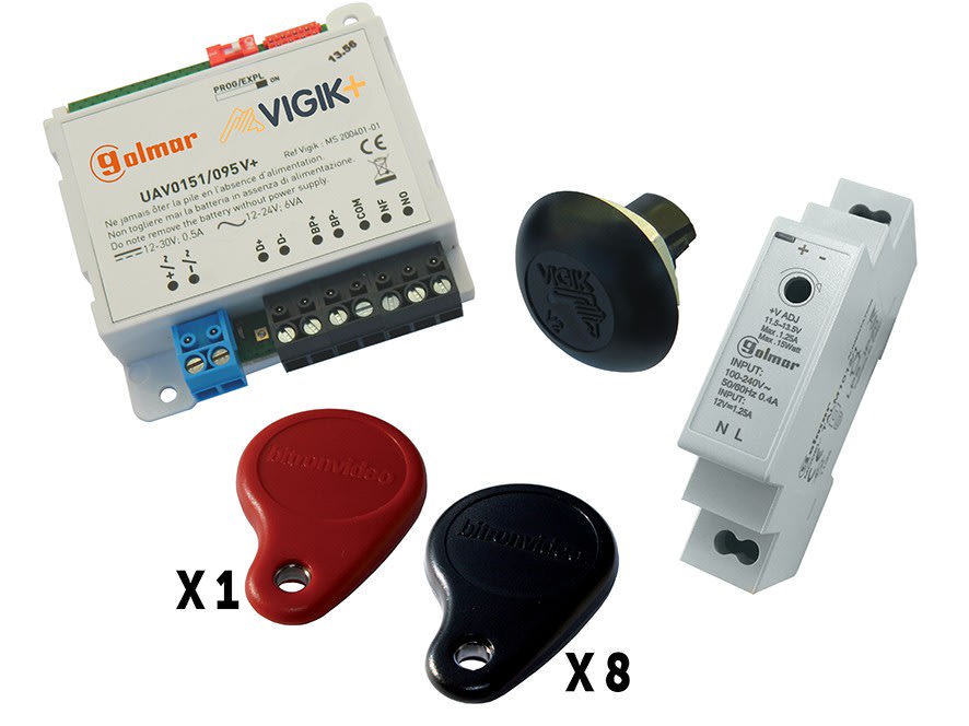 Golmar - Kit centrale vigik UAV0151/095V+ avec 8 badges résidents + 1 maitre + TALM1012/1