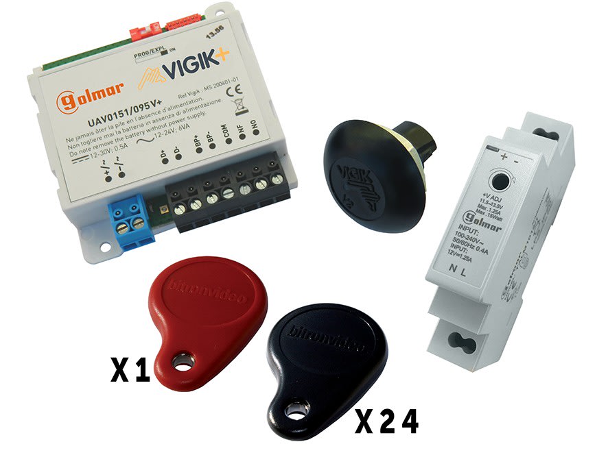Golmar - Kit centrale vigik UAV0151/095V+ avec 24 badges résidents +1 maitre + TALM1012/1