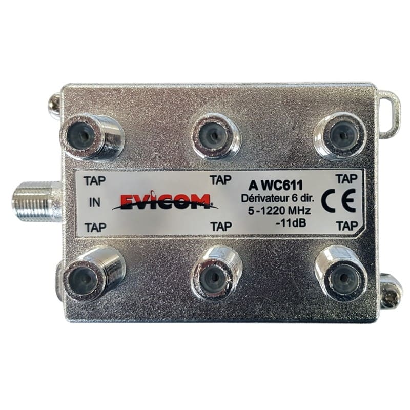 Evicom - Dérivateur terminal  5 - 1 220 MHz 6 sorties  -11 dB