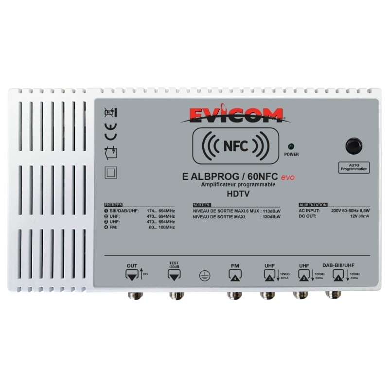 Evicom - Amplificateur 60 dB programmable 32 canaux à très haute sélectivité