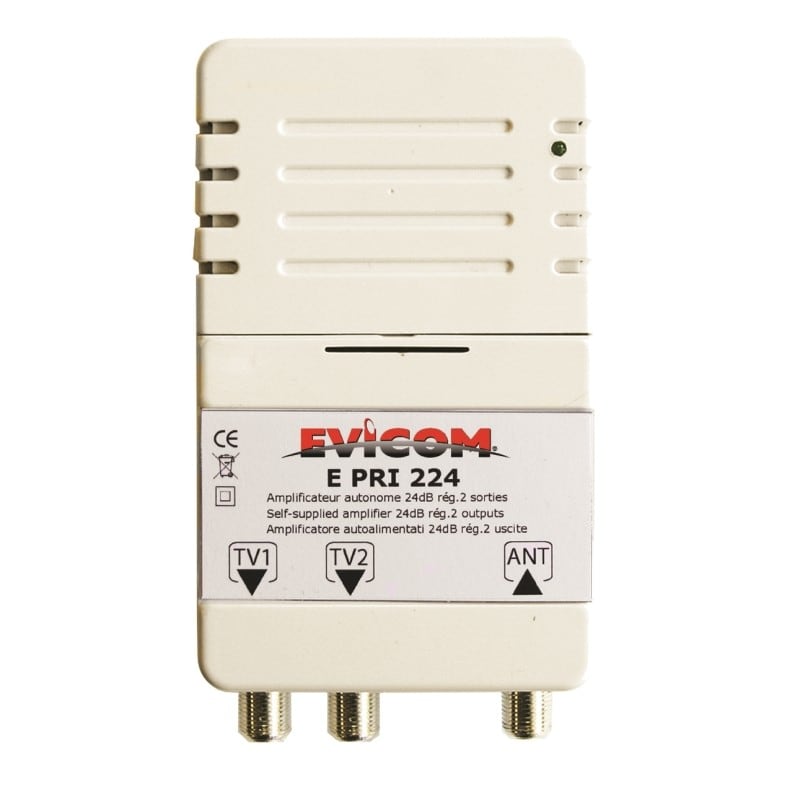 Evicom - Amplificateur d'appartement TV réglable 2 sorties
