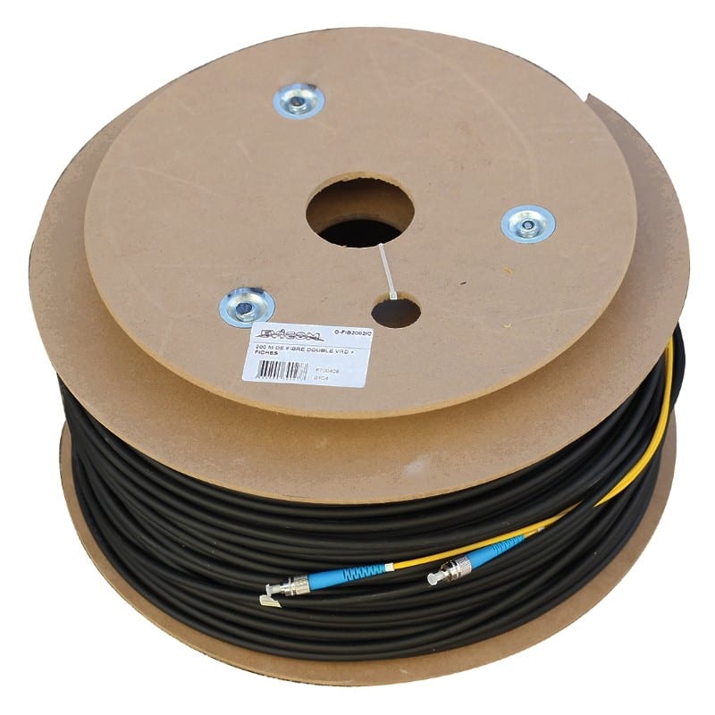 Evicom - Fibre optique VRD double de 200 m conectique FC/PC à FC/PC