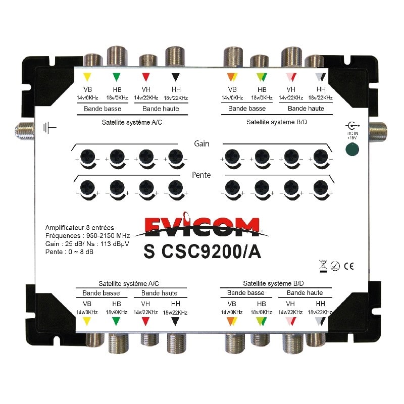 Evicom - Amplificateur de tête cascadable 8 polarisations