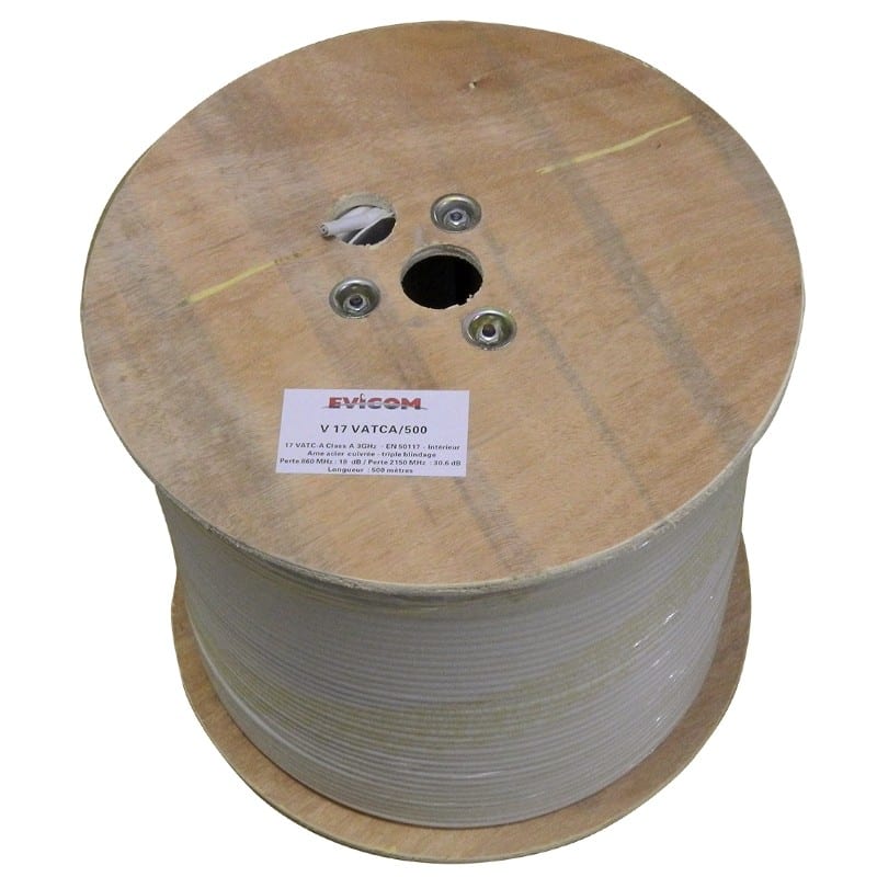 Evicom - Câble de distribution PVC blanc 6.8 mm classe A  en 500 m