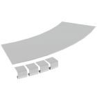 Unex - Couvercle coude plat 45° L200 R600 gris RAL7035 U23X