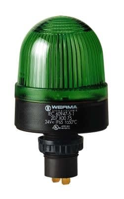WERMA - Feu flash xenon - Serie 208 - 230VAC - Vert - Montage encastre