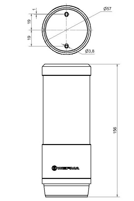 WERMA - RST56 Colonne lumineuse LED 24VDC 2 niveaux V/R