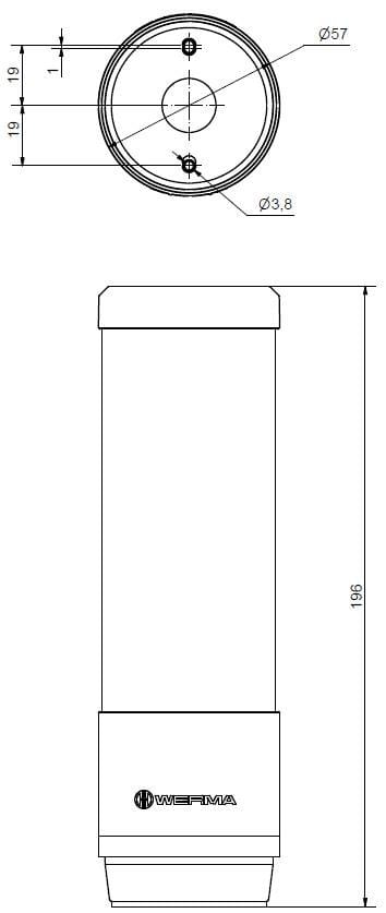 WERMA - RST56 Colonne lumineuse LED 24VDC 3 niveaux V/O/R Buzzer