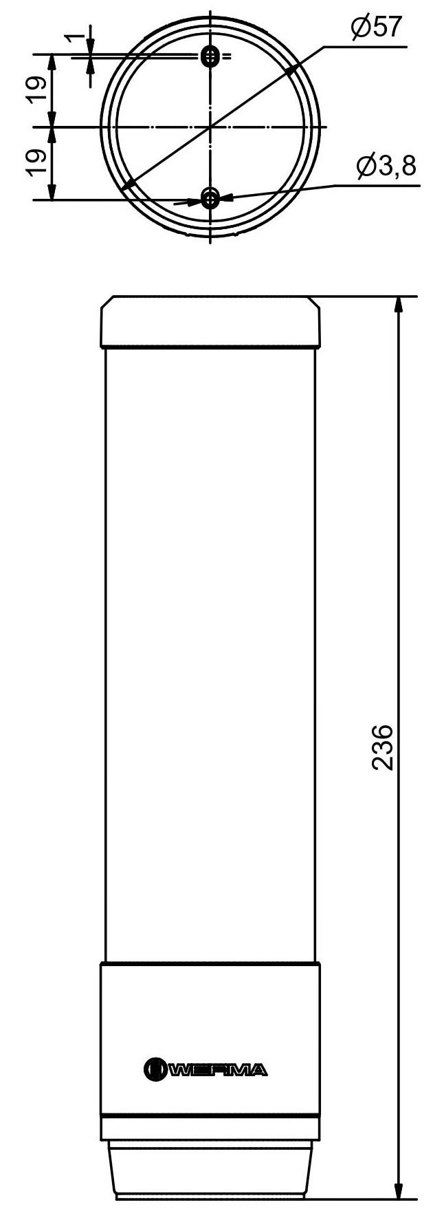 WERMA - RST56 Colonne lumineuse LED 24VDC 4 niveaux B/V/O/R