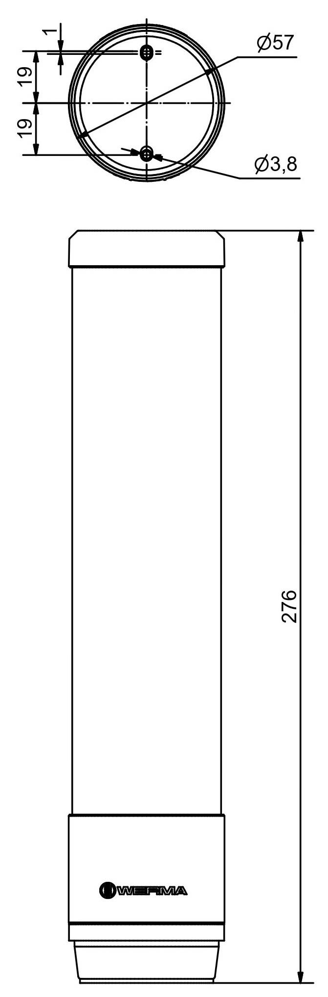 WERMA - RST56 Colonne lumineuse LED 24VDC 5 niveaux BL/B/V/O/R