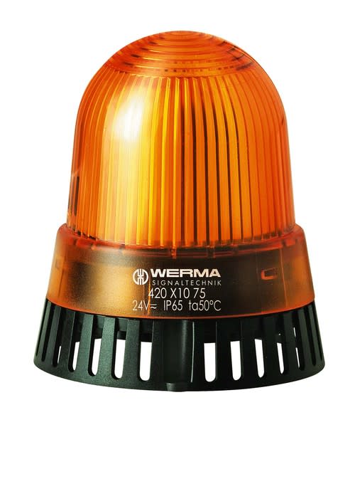 WERMA - Combine Feu fixe & buzzer 92dB - Serie 420 - 24VAC-DC - Orange - Montage a plat