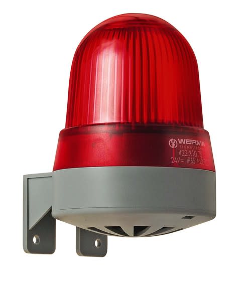 WERMA - Combine Feu fixe & buzzer 92dB - Serie 422 - 12VDC - Rouge - Mural