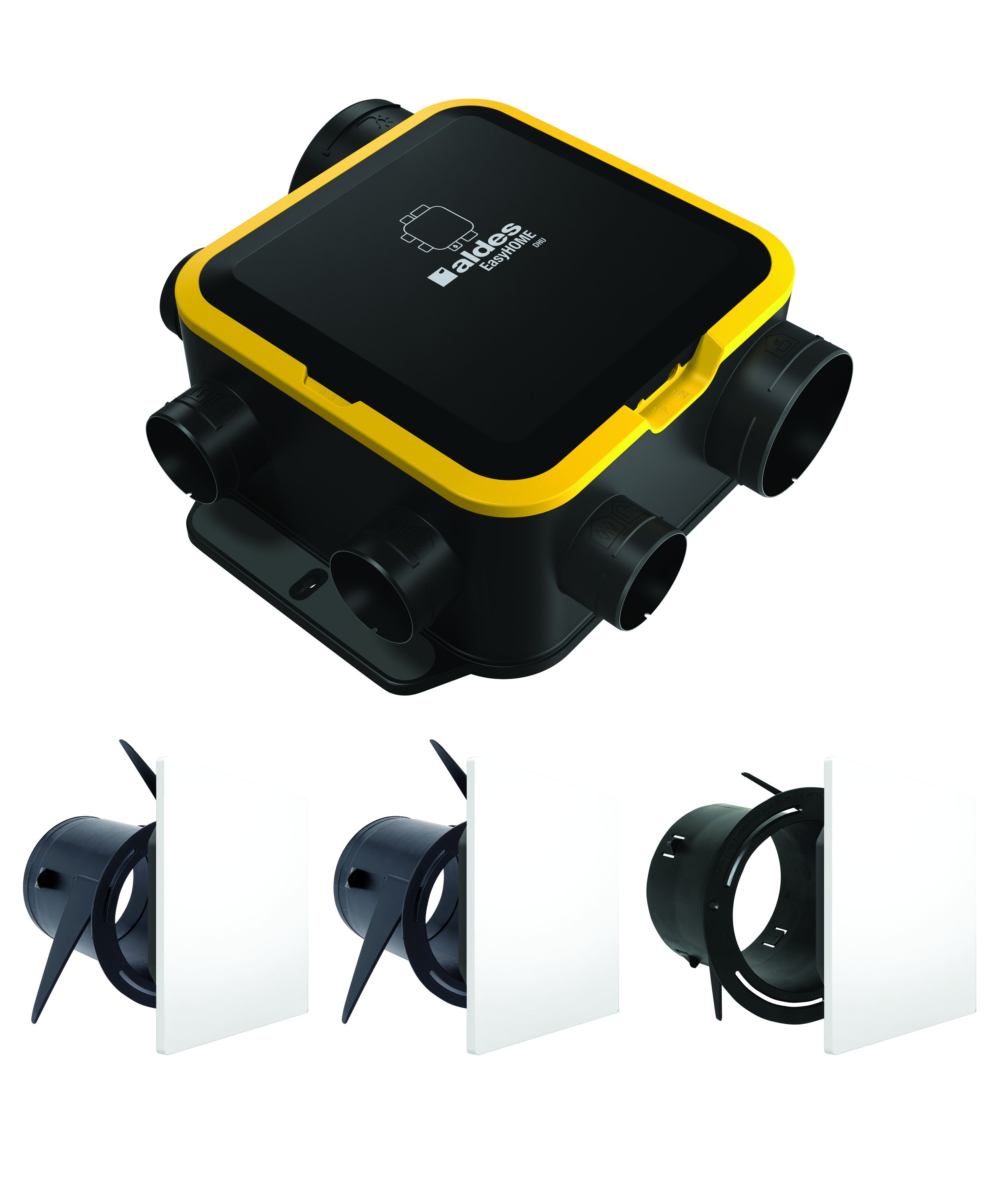 Aldes - Kit VMC Simple flux EasyHOME Auto DHU COMPACT + 3 grilles design ColorLINE®