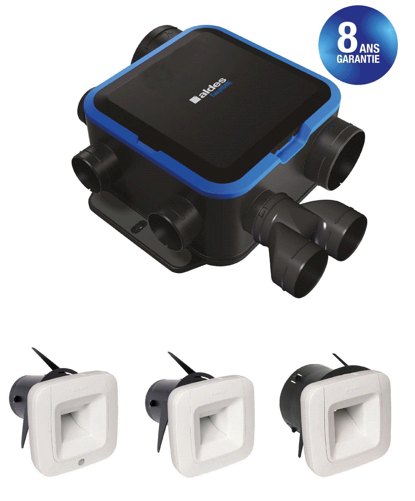 Aldes - Kit VMC simple flux EasyHOME HYGRO COMPACT Premium Moyenne Pression MP BDH