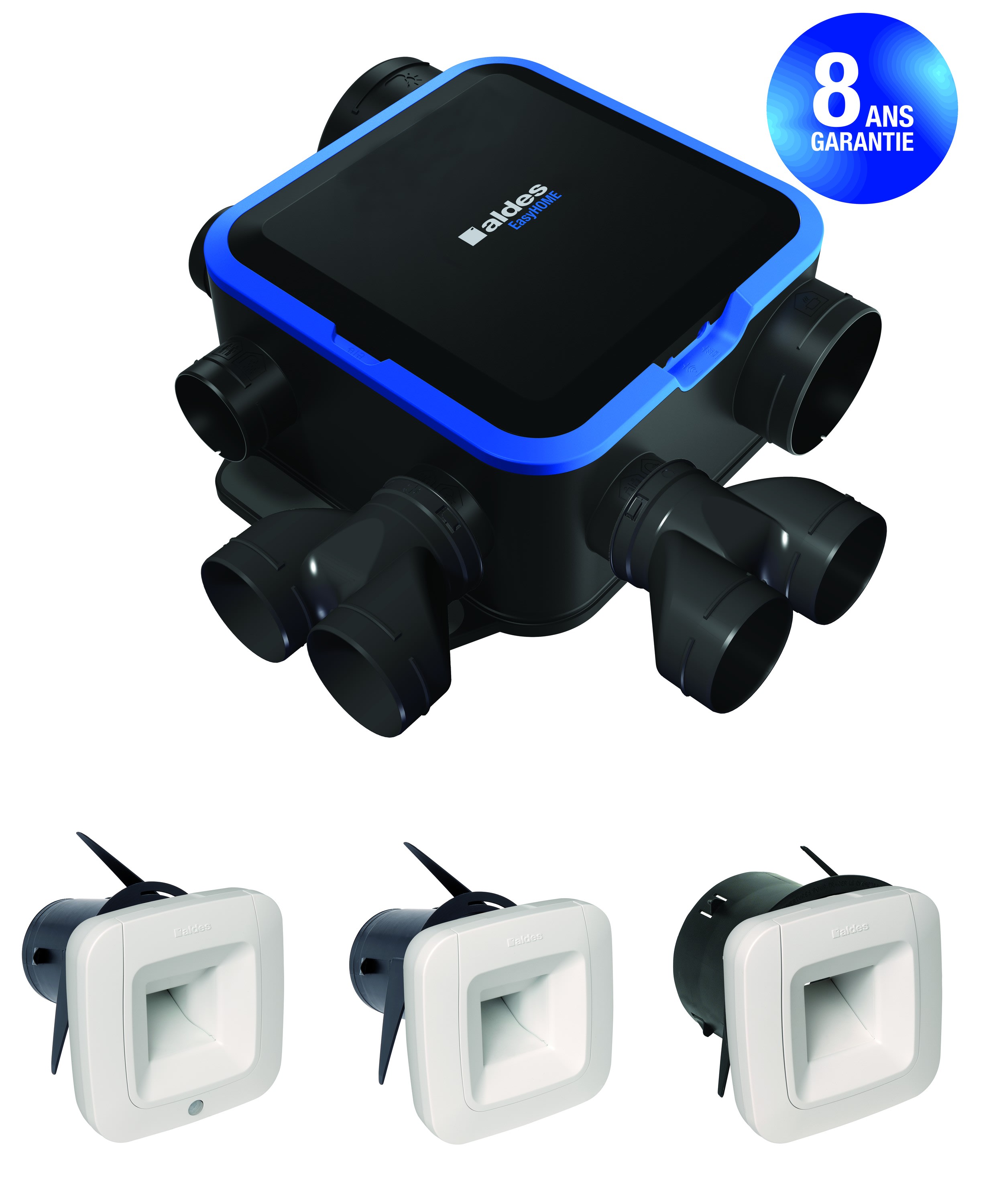 Aldes - Kit VMC simple flux EasyHOME HYGRO COMPACT Premium Haute Pression HP+ BDH