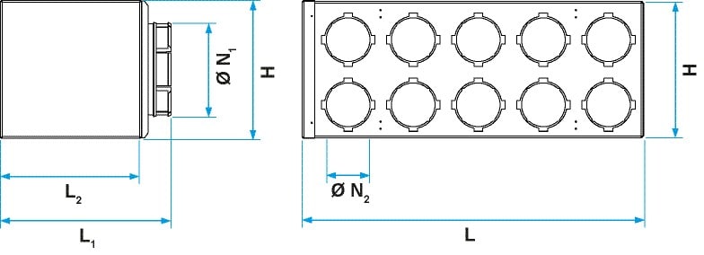 Aldes - Caisson métallique Optiflex 20 piquages conduit circulaire avec entrée D.160-B