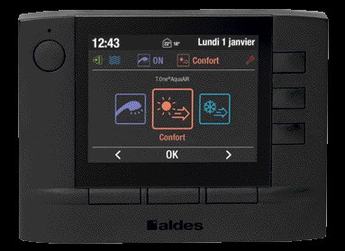 Aldes - Commande centralisée réversible noire pour T.One AIR et T.One AquaAIR