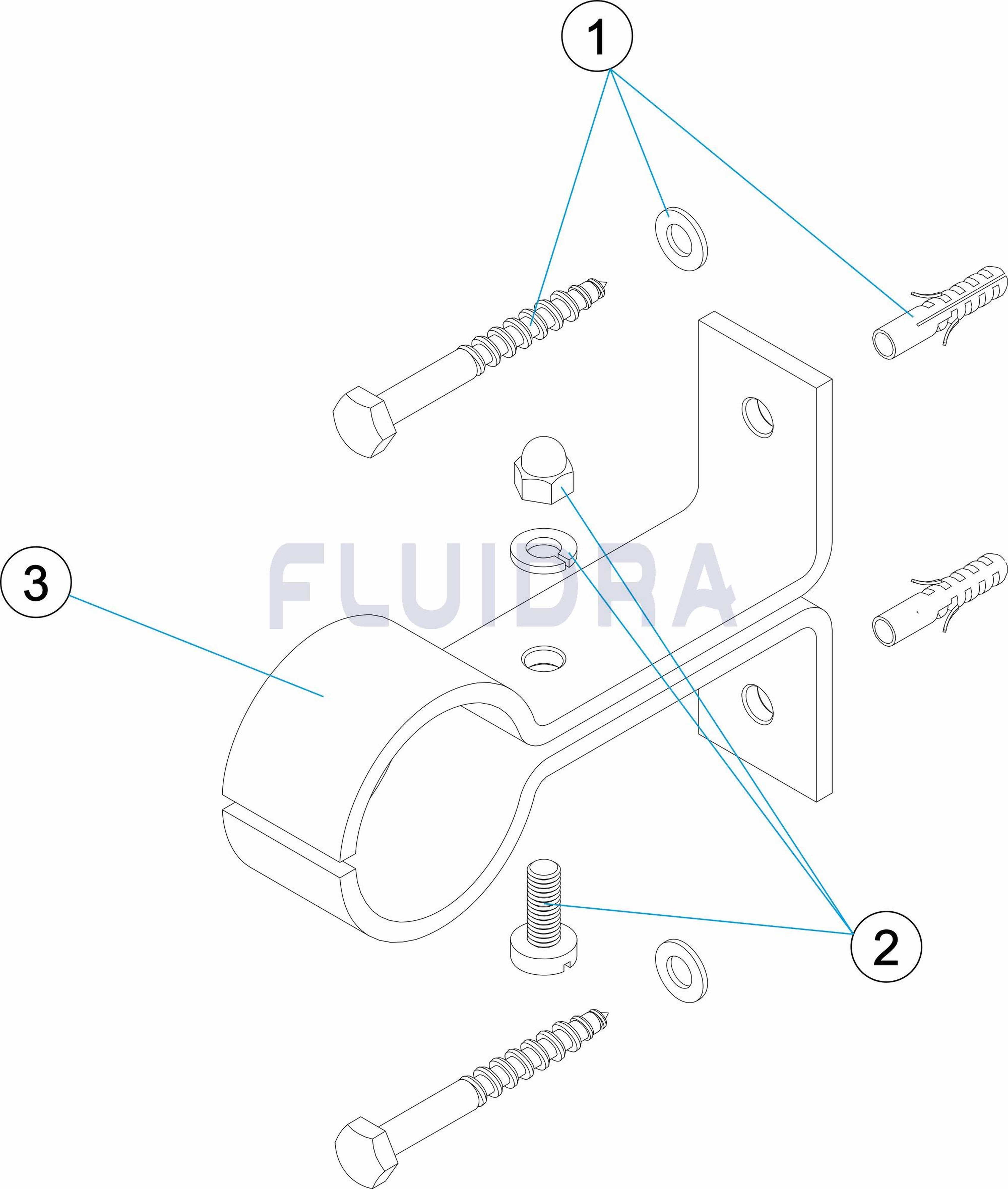Astralpool - Support Inox Main Courante Piscine Beton D.43mm, fournis avec vis et ancrage