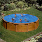 Astralpool - Piscine Mauritius Ronde Imitation Bois, 5,50 M H1,32M, 5M3/H, Echelle 2X3