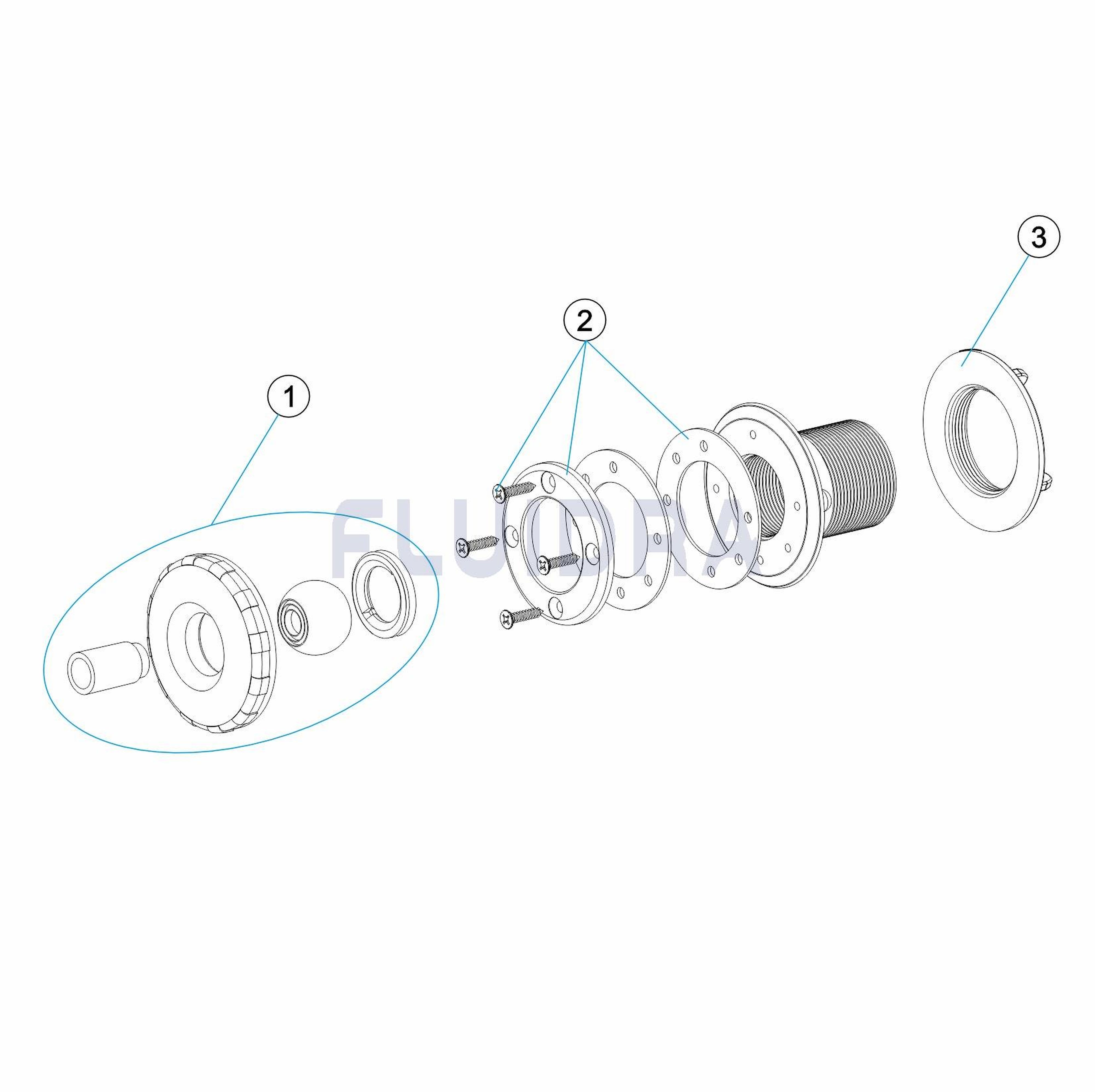 Astralpool - BOUCHE REF.LIN.ECROU 2" BOIS 32323