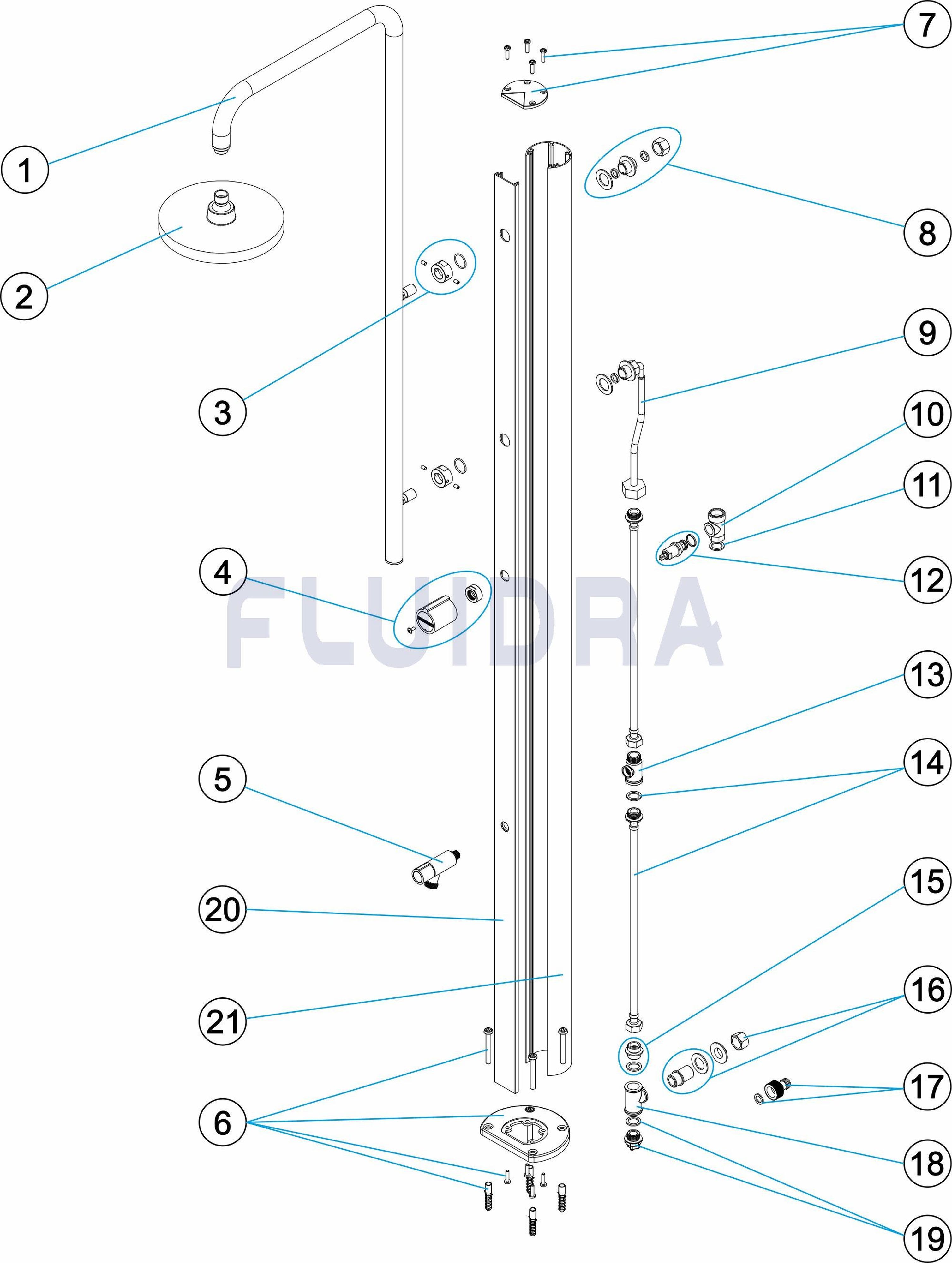 Astralpool - DOUCHE AP CHROME ANTHRACITE/CUIVRE FINITION MÉTALLIQUE