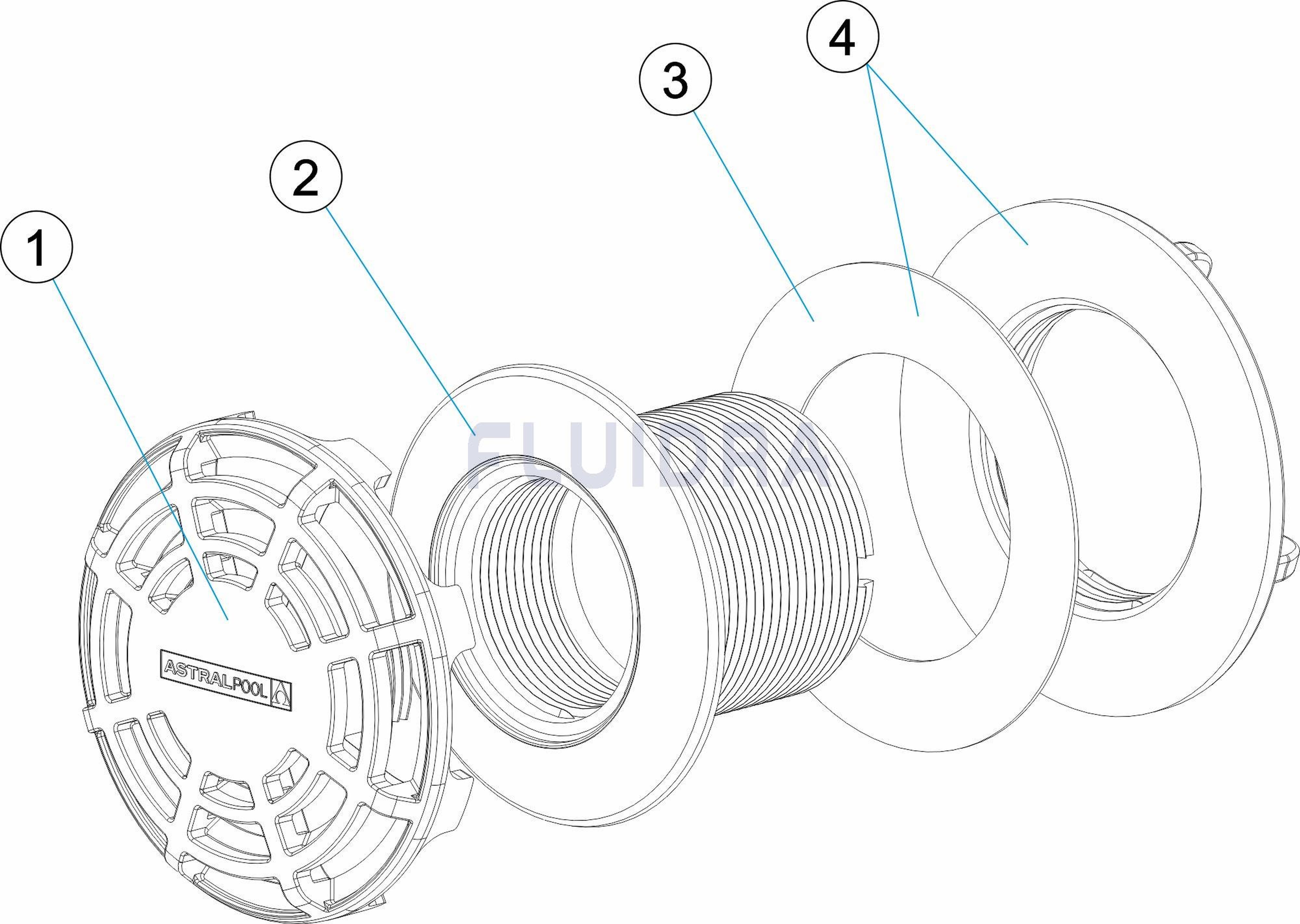 Astralpool - BONDE DE FOND MURALE PISCINE POLYESTER SABLE