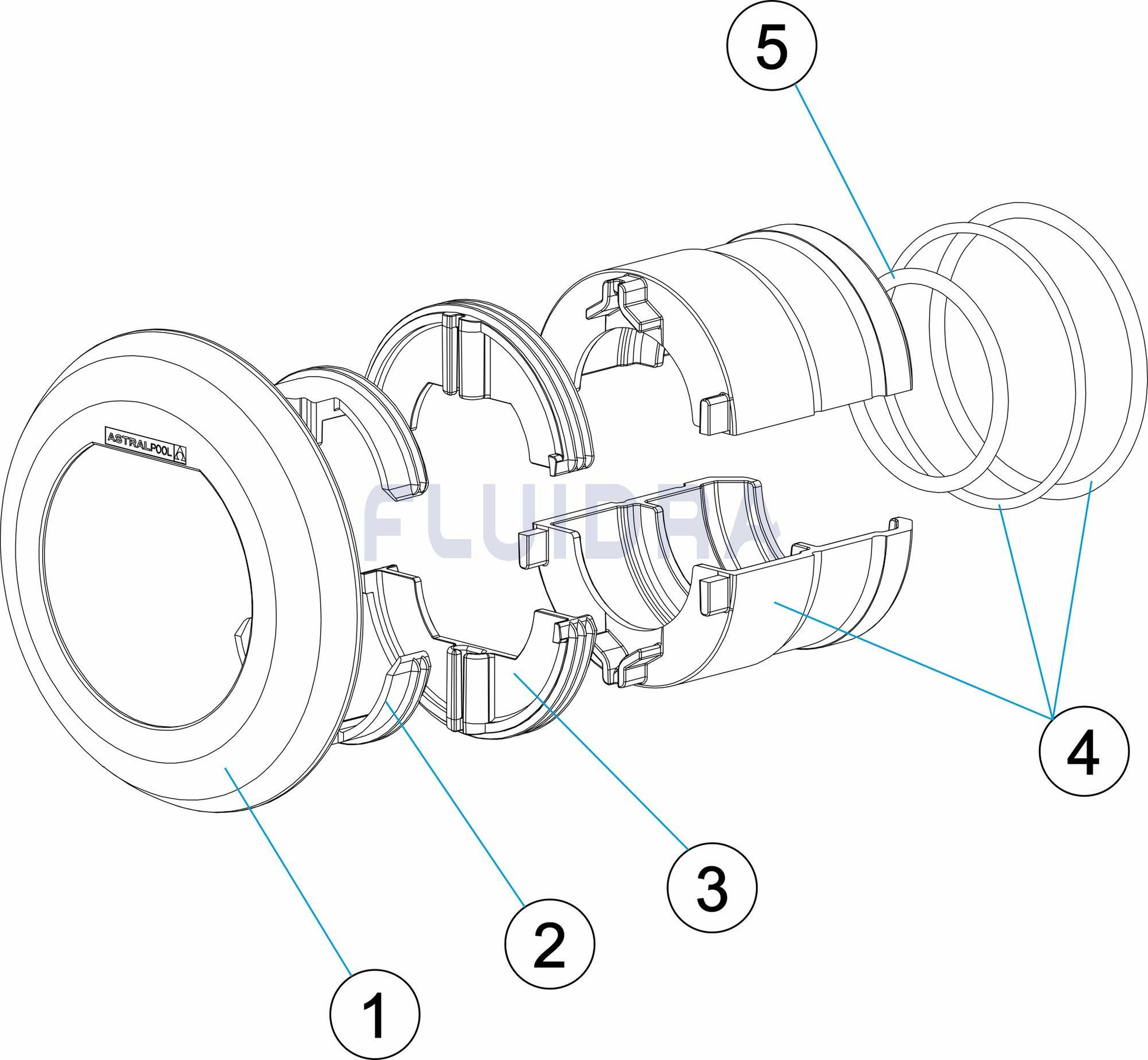 Astralpool - Enjoliv Flexi Mini D96 INOX pour beton joint torique