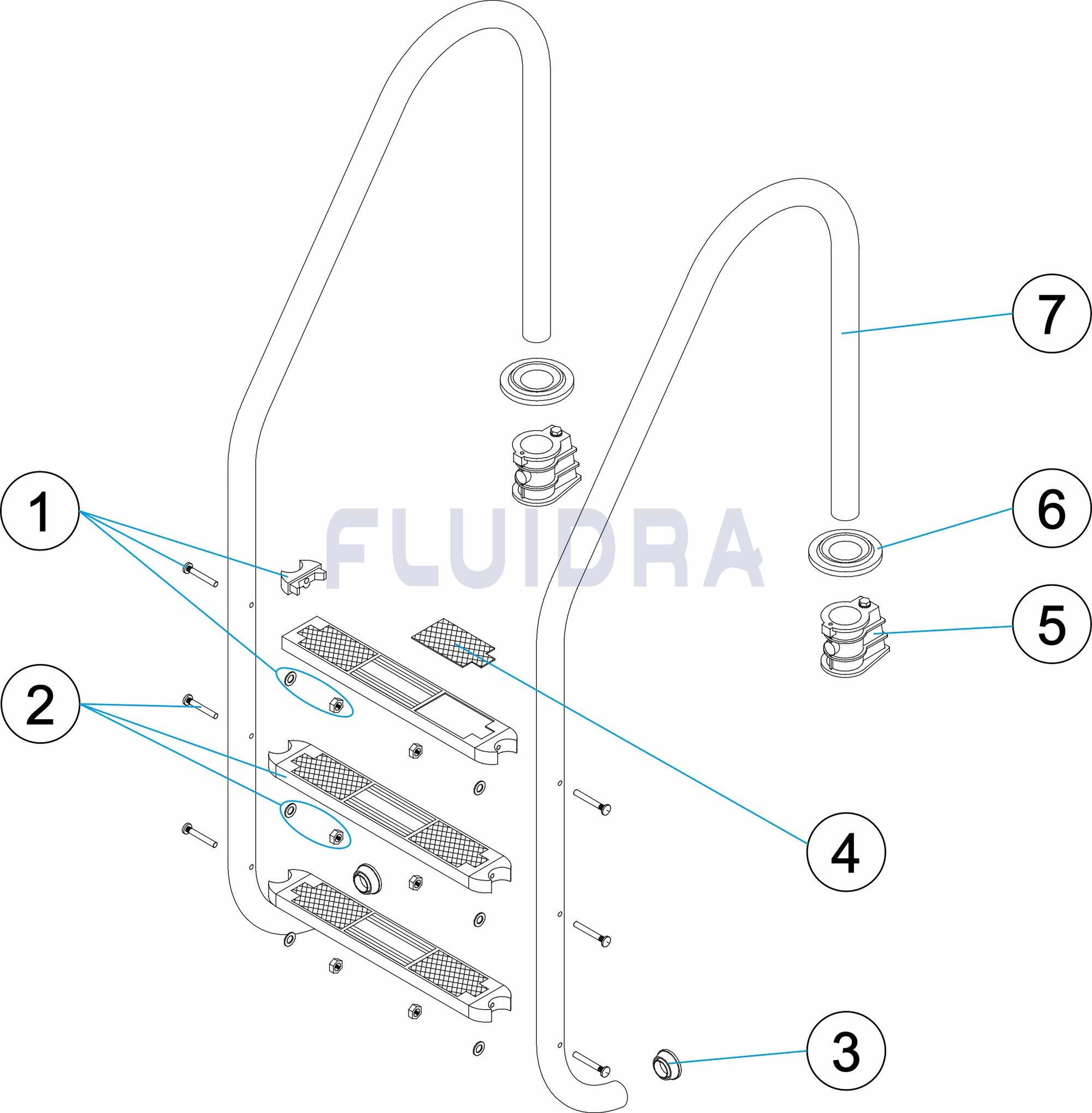 Astralpool - ECHELLE avec revetement PLASCOAT et 4 Marches anti-derapantes