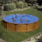 Astralpool - Piscine Mauritius Ronde Imitation Bois, 5,50 M H1,32M, 5M3/H, Echelle 2X3