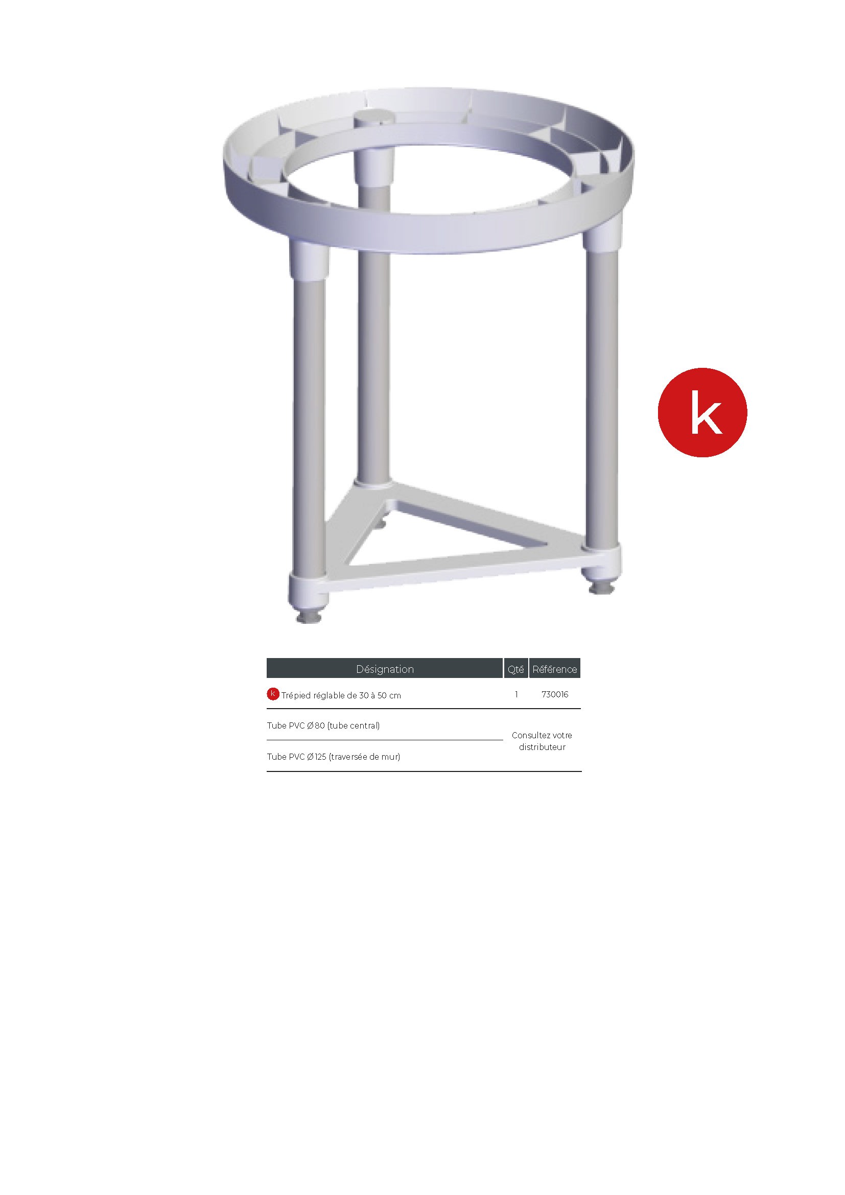 Intuis Thermo - Trépied réglable en hauteur de 30 à 50 cm