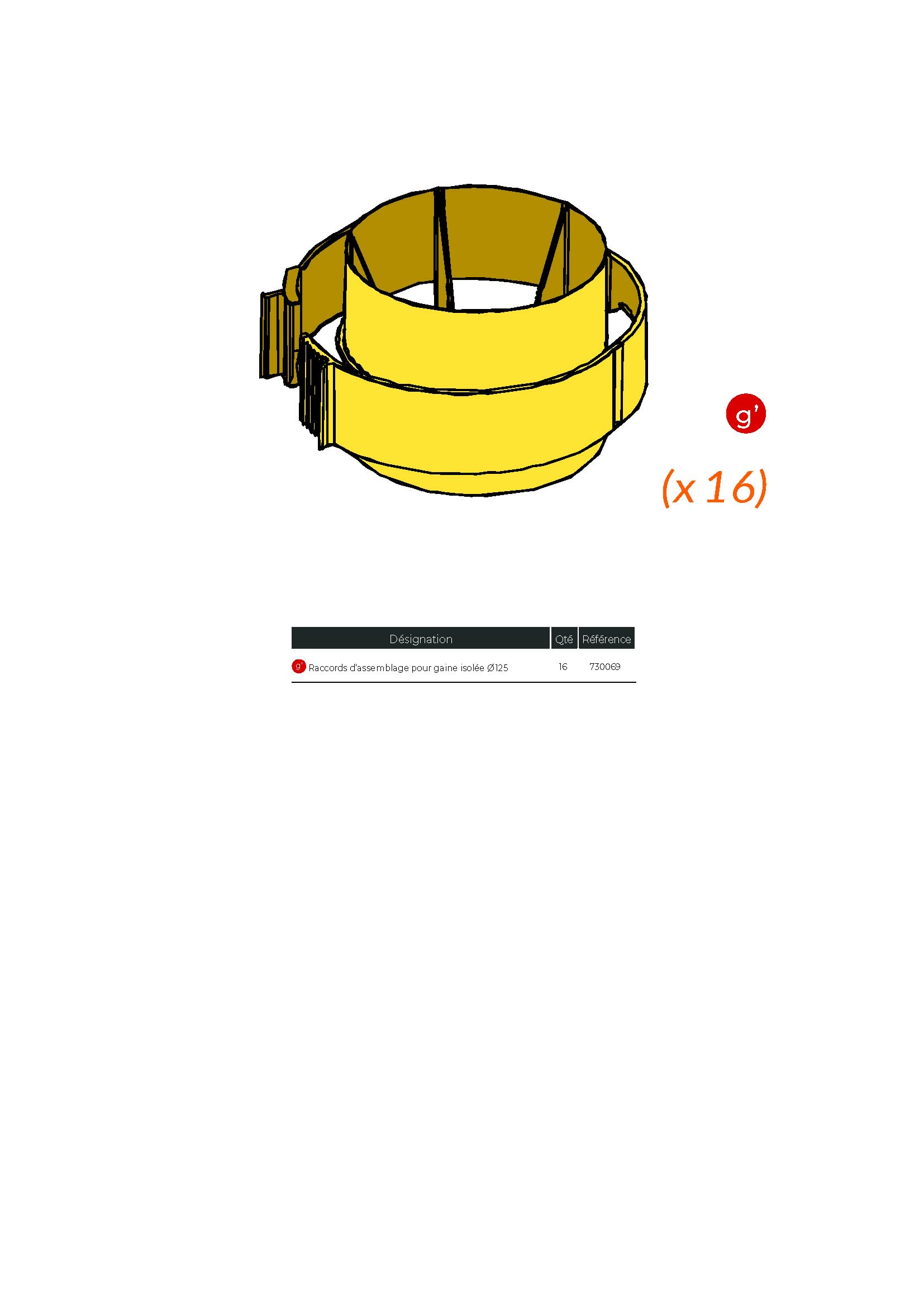 Intuis Thermo - Raccord d?assemblage pour gaine isolée Ø 125 mm ? x 16 pièces