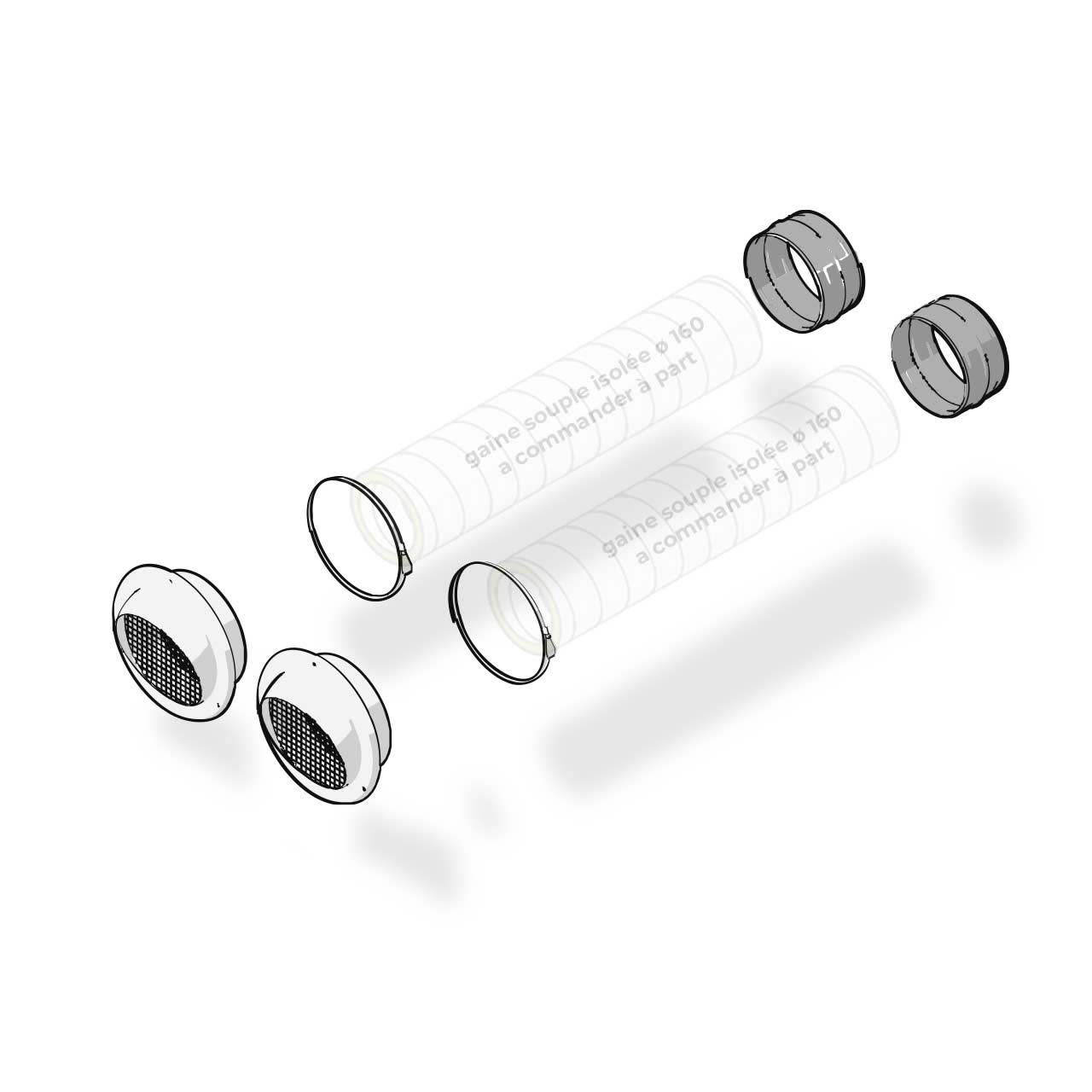 Intuis Thermo - Kit de Raccordement avec conduits extérieurs individuels