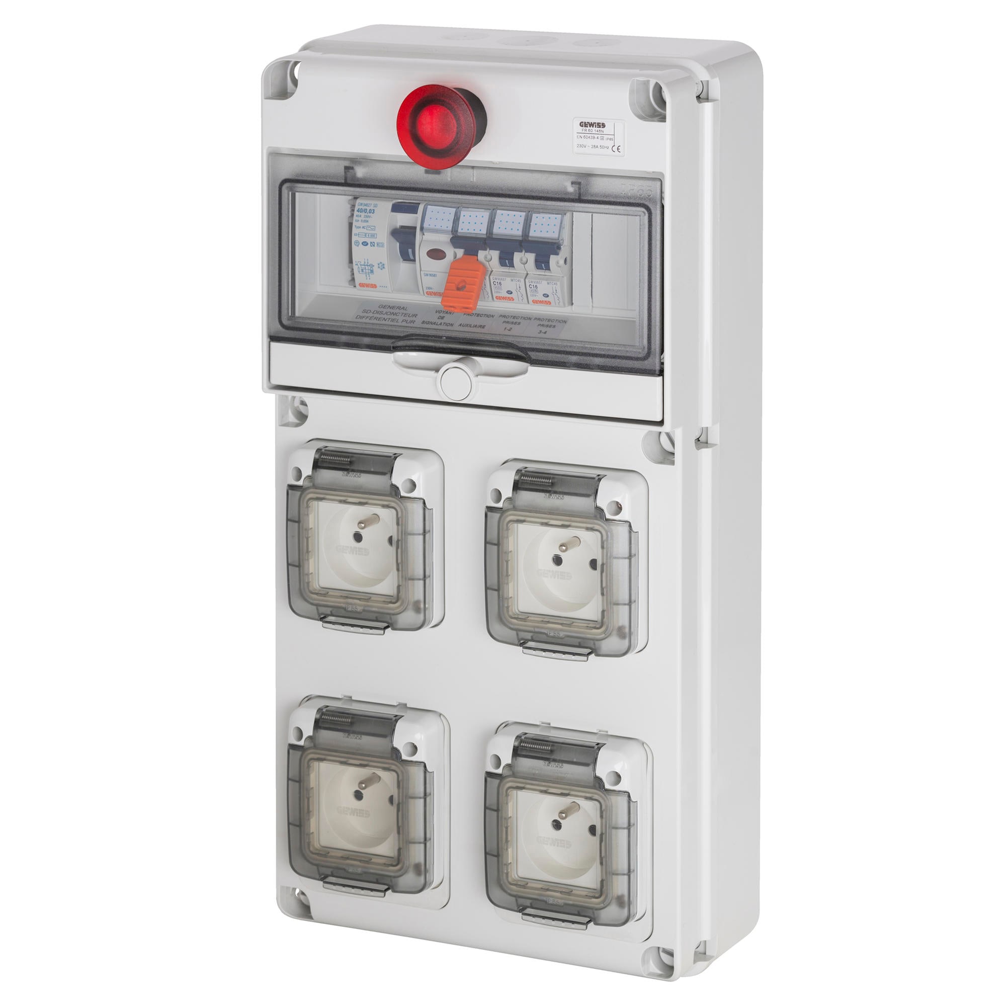 Gewiss - COFFRET 4x2P+T 16A+AU