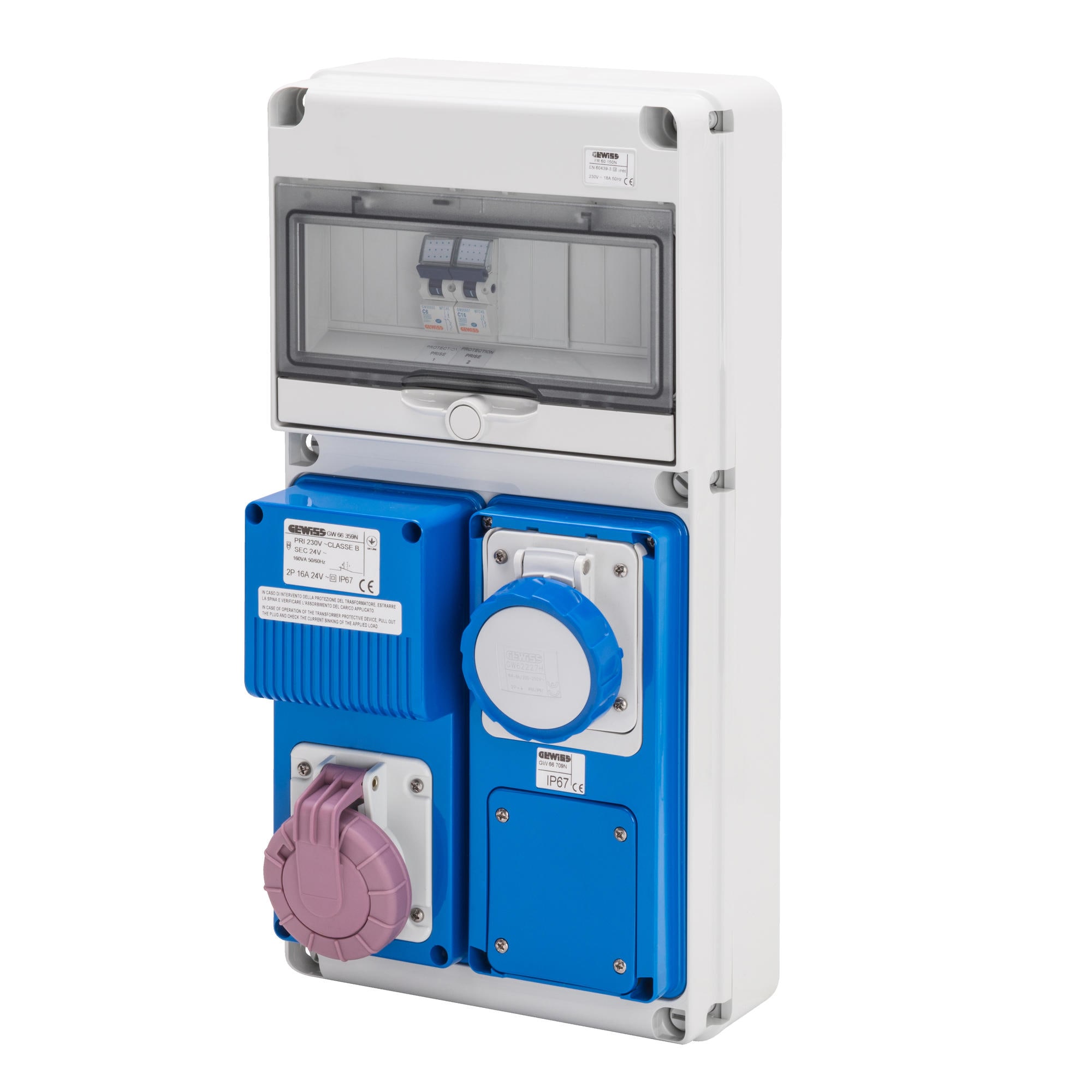 Gewiss - COFFRET COMBINE' TRANSF 24V 1PC 16A 2P+T